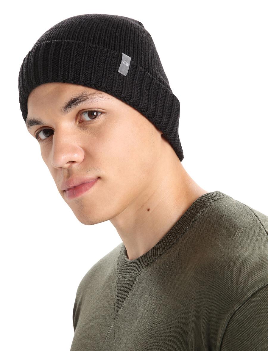 Icebreaker Unisex Merino Vela Cuff Beanie Férfi Kalap Fekete | HU 1090KORI